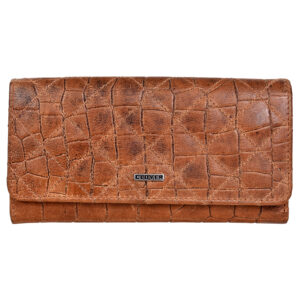 Quilting Pattern Waxy Brown Croco Finish Clutch